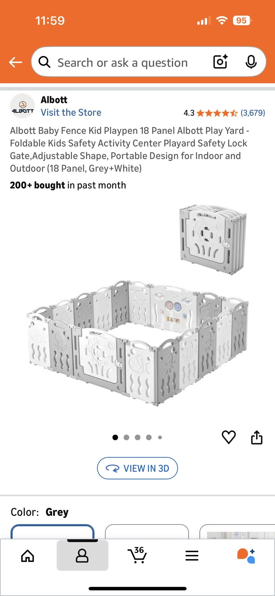 Albott Baby Fence Kid Playpen 18 Panel Albott Play Yard - Foldable Kids Safety Activity Center Playard Safety Lock Gate,Adjustable Shape, Portable Des