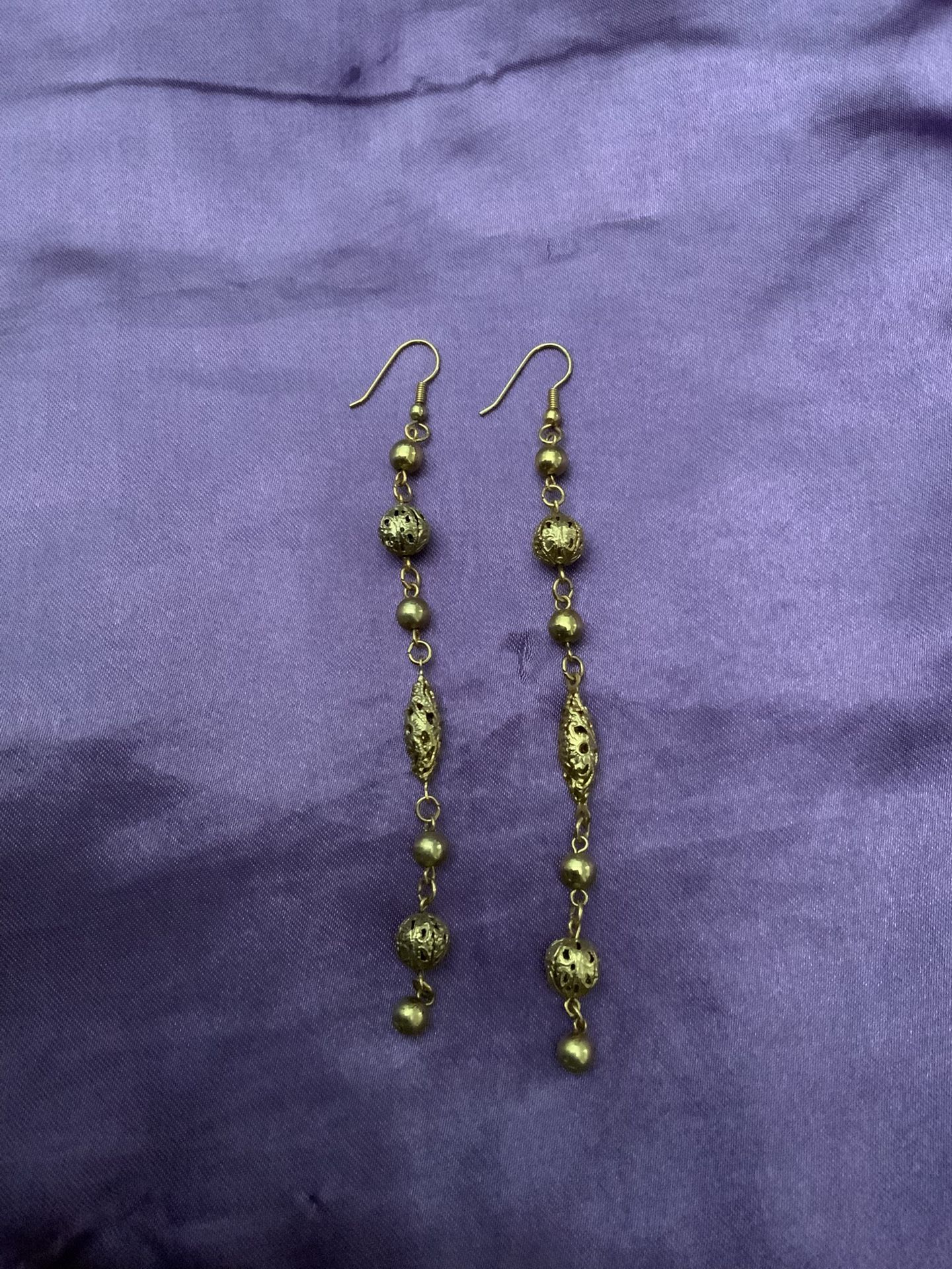 Pierced Earrings 5" Dangle Filigree