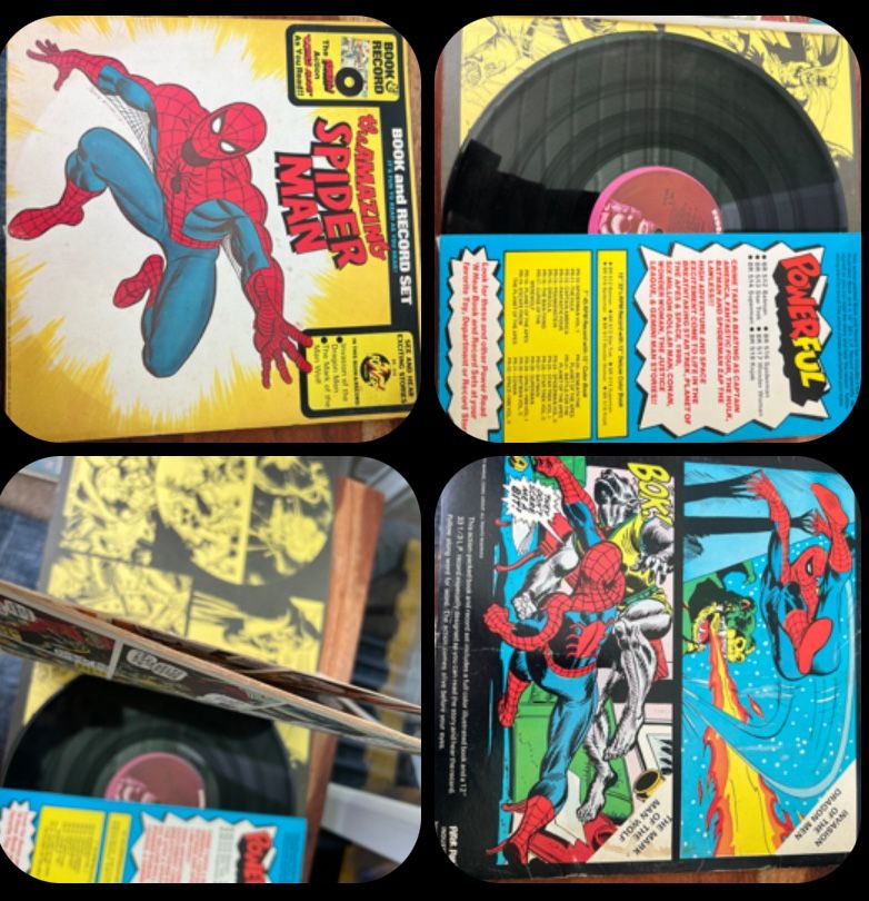 Vinyl Record Lot (11 Total) — 2 Spider-Man Comic Albums + Disney + Rock Classics