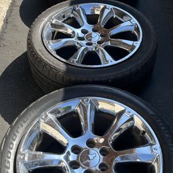 Set of 4 Chevy Silverado suburban 22” OEM chrome  rims wheels tires GMC sierra Yukon Denali