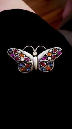 Multicolor Rhinestone Butterfly Brooch Pin