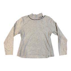 Calvin Klein Ladies Long sleeve Low Turtleneck Sweater Grey Sequenced Neckline XL