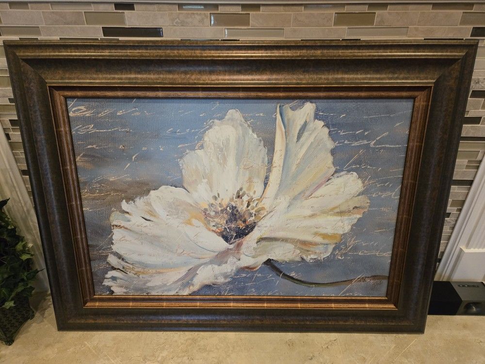 VERY LARGE 46 BY 34 FRAMED FLORAL PAINTING