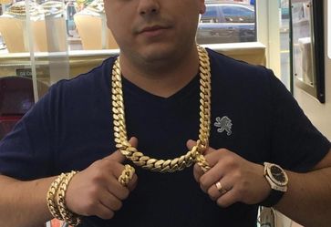 Big Cuban Link Set 14K Gold Plated Does Not Loses Color