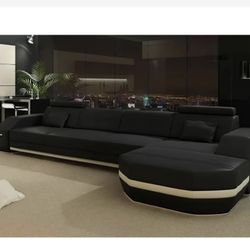 Leather Sectional will Pullout Sofa
