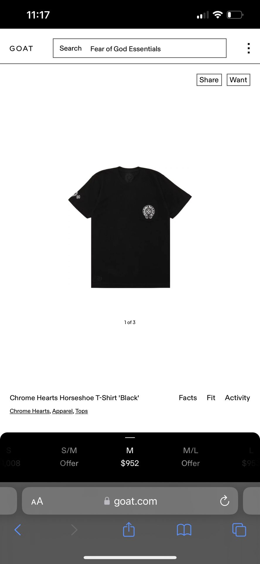 Chrome Hearts Horseshoe T Shirt Black 