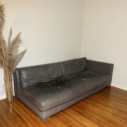 Restoration Hardware Grey Leather Sofa 