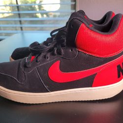 Nike Court Borough Mid 'Black Action Red' Basketball Shoes Size 9.5