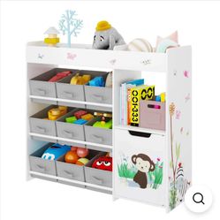 L113 Kids Toy Storage Unit Toy Rack with Storage Boxes Bookshelf Rack Cabinet