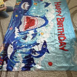 Happy Birthday Shark Theme Banner 