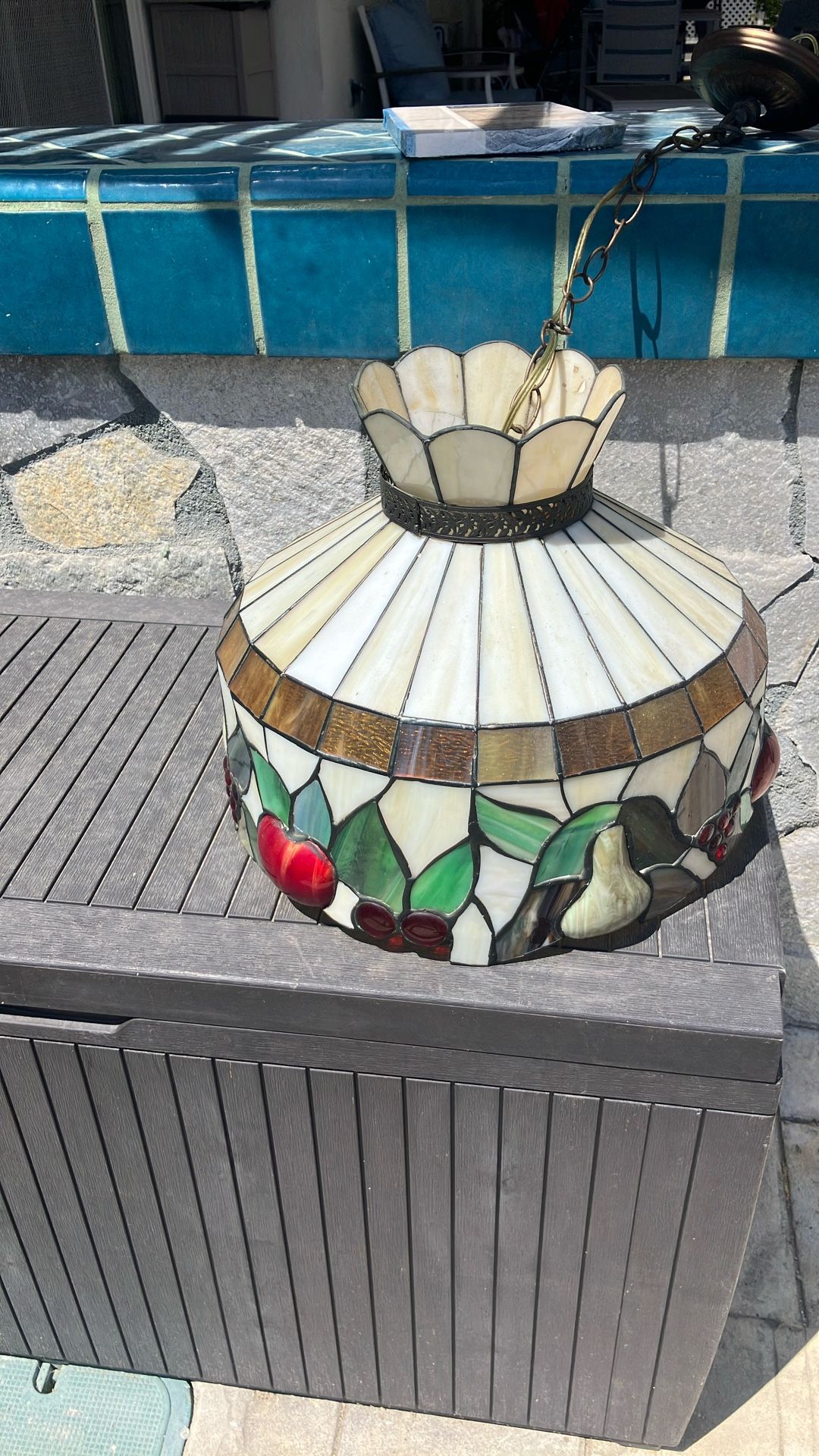 Stained Glass Hanging Lamp Vintage