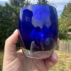 Glassbaby Blue Luster Second Candle Holder