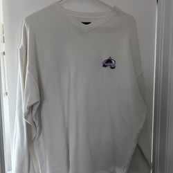 Vintage 1997 Antigua Colorado Avalanche NHL V-Neck Sweater White Size Large