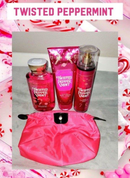 BATH AND BODY WORKS "TWISTED PEPPERMINT!" 4 PIECE GIFT SET BRAND NEW!