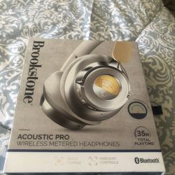 Brookstone Acoustic Pro Wireless Metered Headphones 