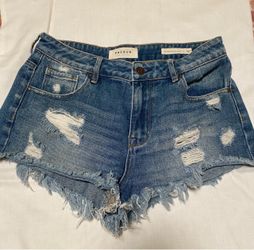 PacSun blue ripped denim shorts