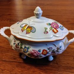 Vintage Estée Lauder Chinoiserie Porcelain sugar bowl/dish 8 inch pls read description