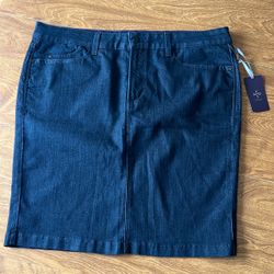 NYDJ Women’s Dark Wash Denim Lift Tuck Technology Denim Mini Skirt Plus Size 18W