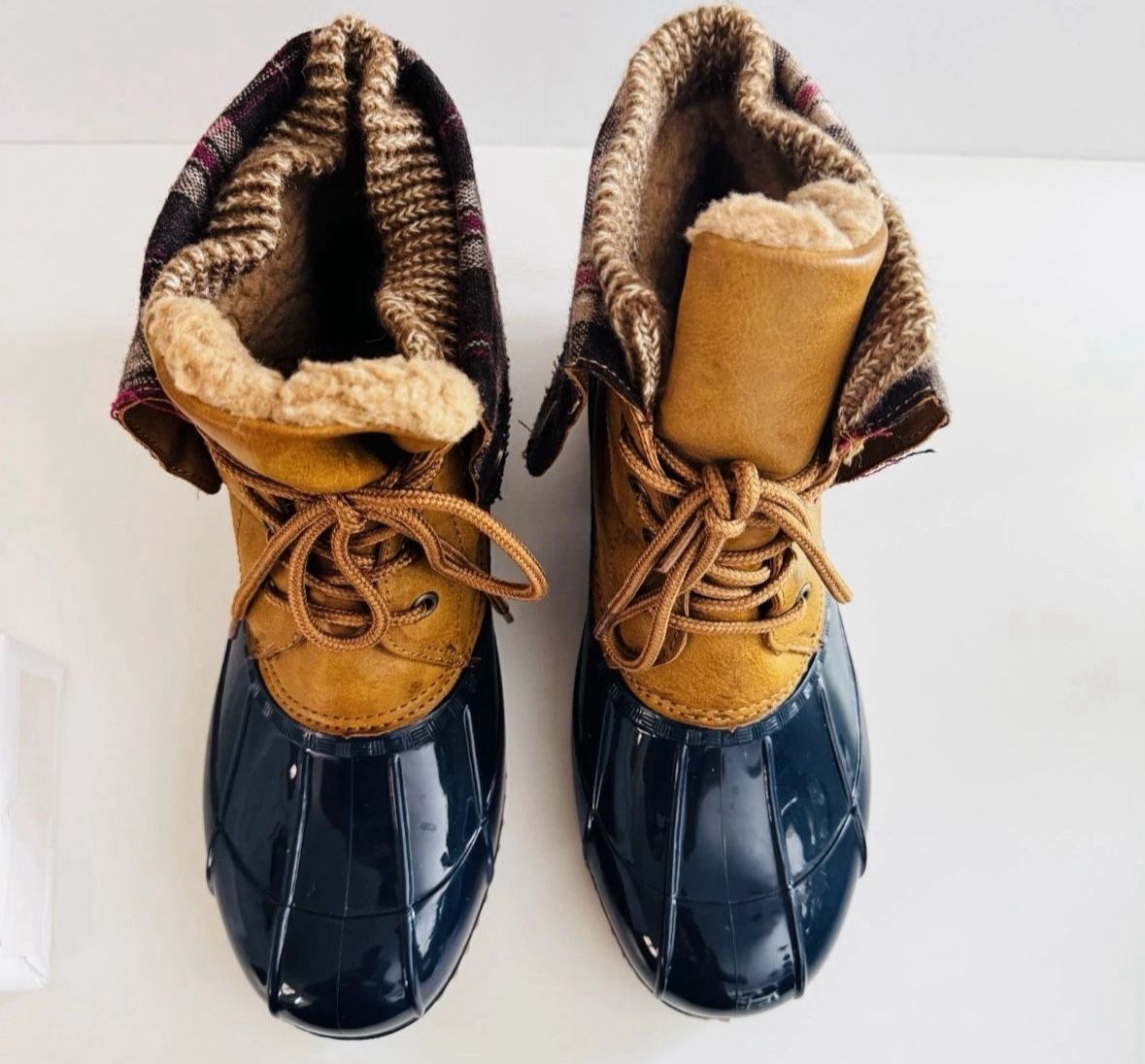 Brown and Blue Unbranded Rain Boots For Women size 11 NEW