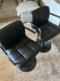 Leather Bar Stools pair adjustable