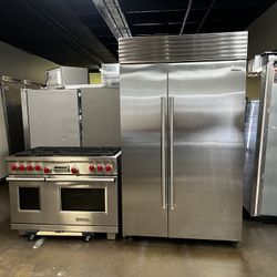 Wolf 48”Wide Dual Fuel Range Stove And Sub Zero 48”Wide Built In Side By Side Refrigerator 