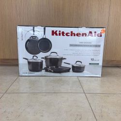 KITCHEN AID NON-STICK 10 PIECE COOKWARE SET ONYX BLACK 