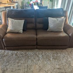 Sectional Leather Power Recliner 