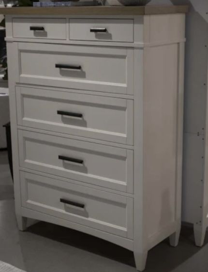 Living Spaces Arris White Wood 56" 6 Drawer Chest