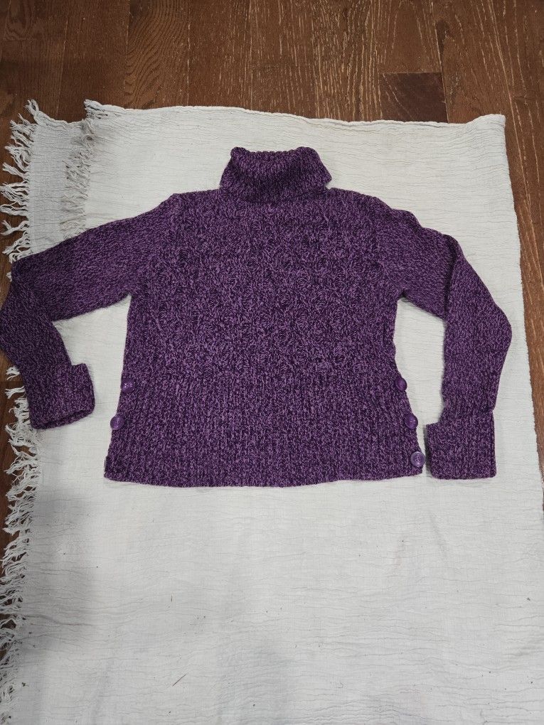 Apt 9, Two Tone Purple Turtleneck Sweater, PL