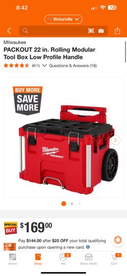 Milwaukee PACKOUT 22 in. Rolling Modular Tool Box Low Profile Handle