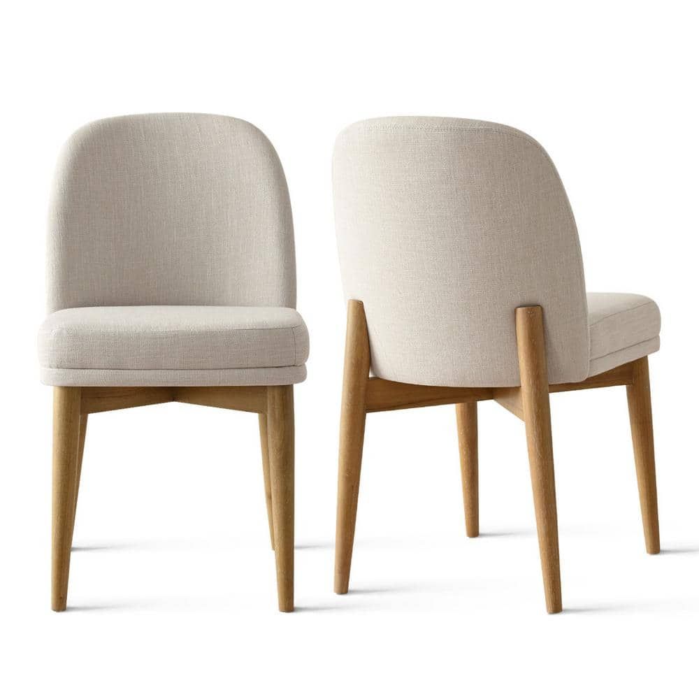 SALESUMO BEIGE LINEN UPHOLSTERED PARSON CHAIR