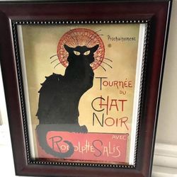 Sultry "Le Chat Noir" Framed Print Greer - this print, wine, good convo