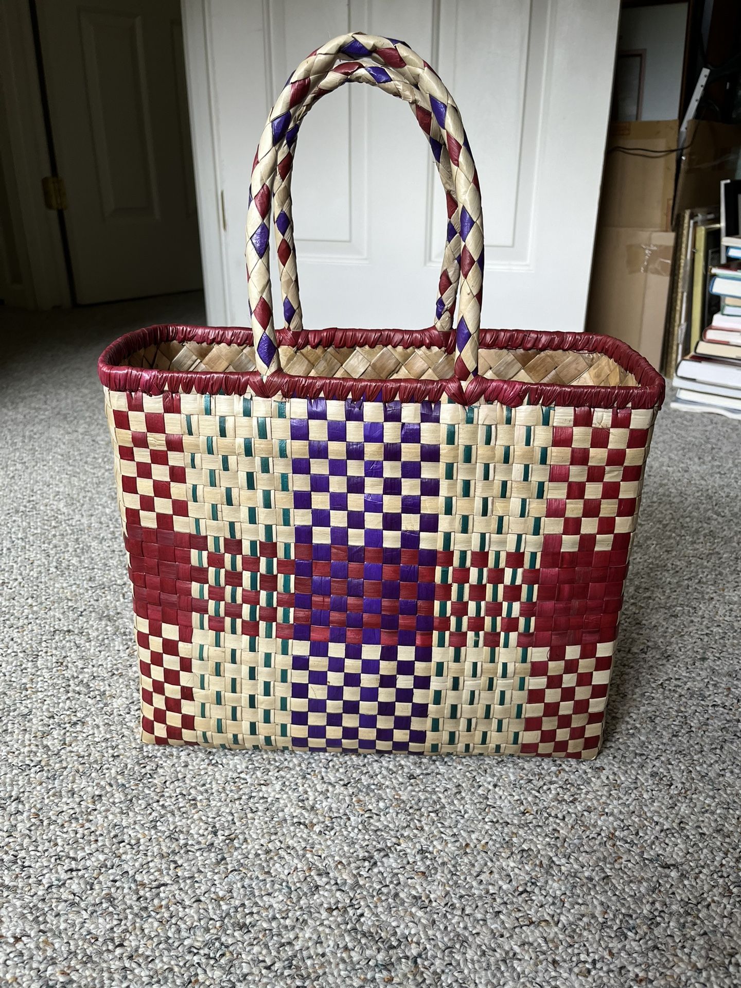 Handmade Woven Checkerboard Tote