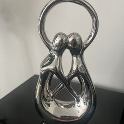 Silver Heart Romantic Couple Sculpture 