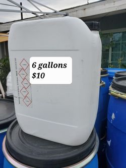 Plastic Barrel 6 Gallons, $10 Each
