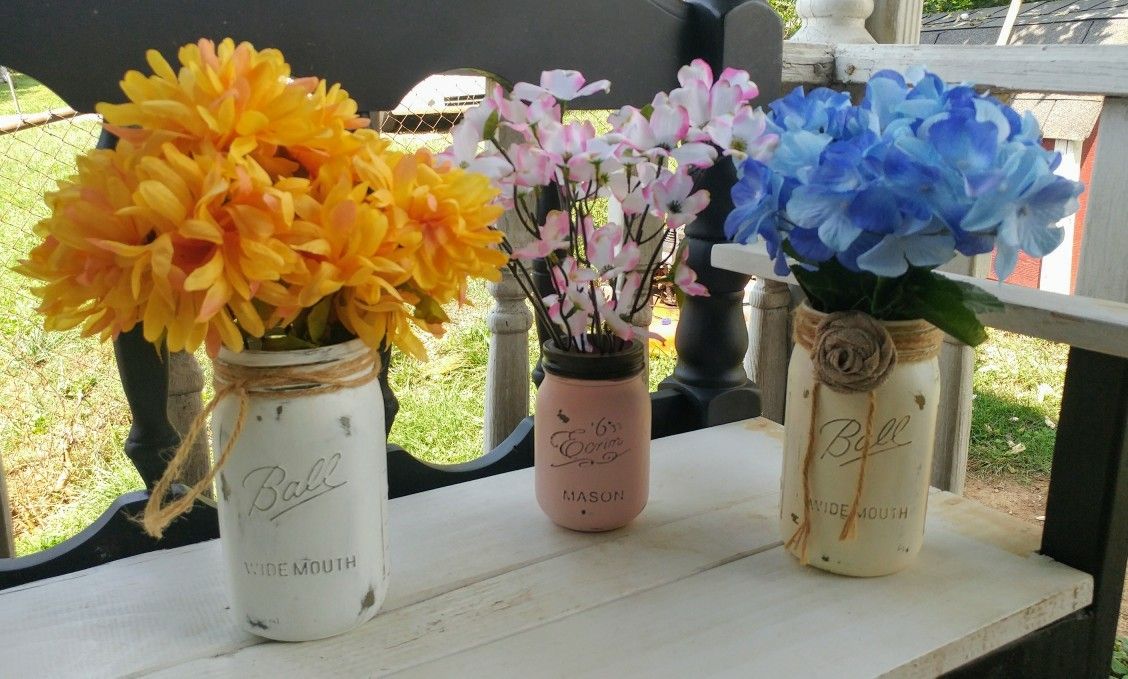 Chalk Painted Mason Jars