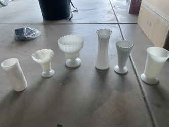 Set of 6pcs porcelain white vases