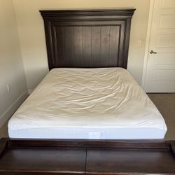 Dark wood Bed Frame + mattress