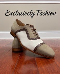 Mezlan shoes olive/bone suede/canvas oxford