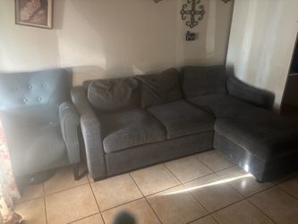 Gray Fabric Sectional Sofa with Chaise