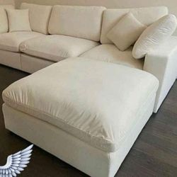 Modular Plush Comfy Linen Sectional Sofa Couch 