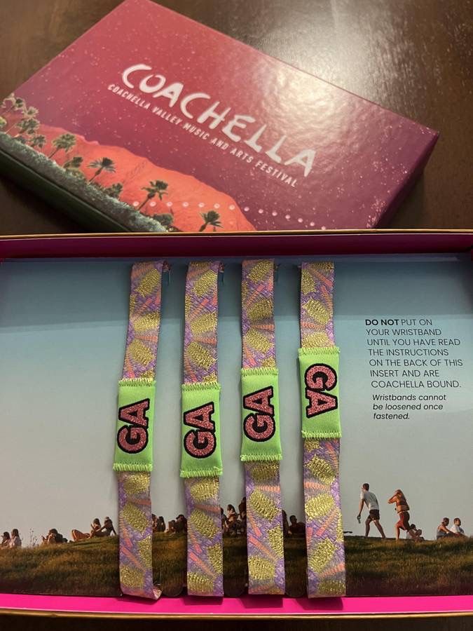 Selling Coachella GA Wristbands $550