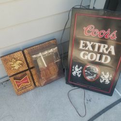 Vintage Budweiser And Coors Beer Signs