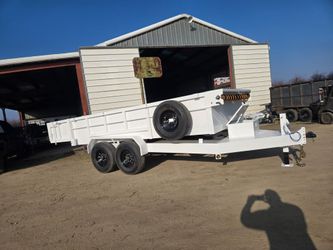 Heavy duty DUMP TRAILER 14X8X2 SCISSOR HOIST WITH RAMPS LED LIGHTS,8 LUGS AXLE TOOL BOX,SCISSOR HOIST 9 TONS FOR ANY QUESTION TEXT ME PLEASE HABLO ESP