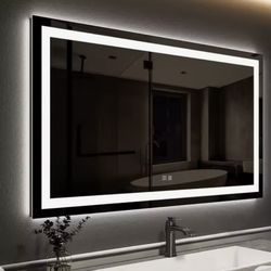 LED MIRROR - 48” x 36” LED Touch Button Bathroom Vanity Mirror, Switchable Color LED with Defogger