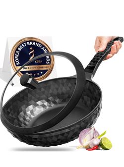 Nonstick Wok Pan Green Shield Stir Fry Cooking Healthier Durable Easy Clean 500F