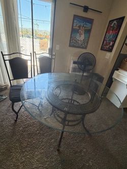 Round Glass Top Dining Table with Chairs