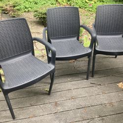 Set Of Two Faux Woven Stackable Patio Chairs - Easy To Clean!