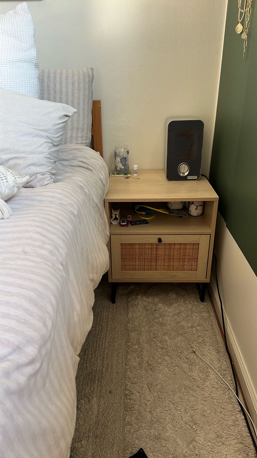 Nathan James Nathan James Mina Rattan Wood End Side Accent Table Nightstand