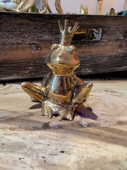 Gold Frog Prince Figurine with Crown